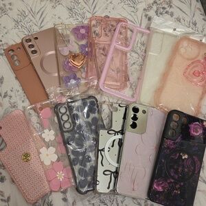 Assorted Pink Floral & Clear Phone Case Set For SAMSUNG GALAXY S22+ PLUS